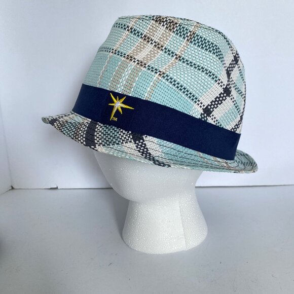 Tampa Bay Rays MLB Blue Plaid Fedora Hat Souvenir With Embroidered Star Logo - Picture 2 of 8